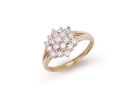 9ct Gold Cz Cluster Ring