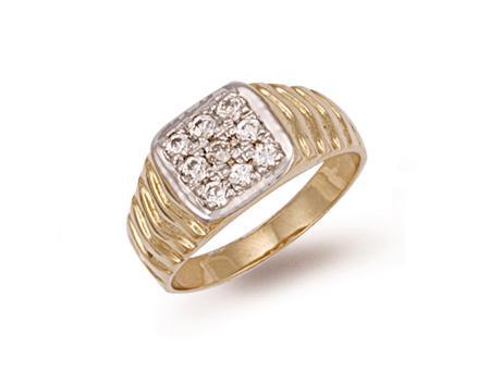 9ct Gold Gents CZ Ring