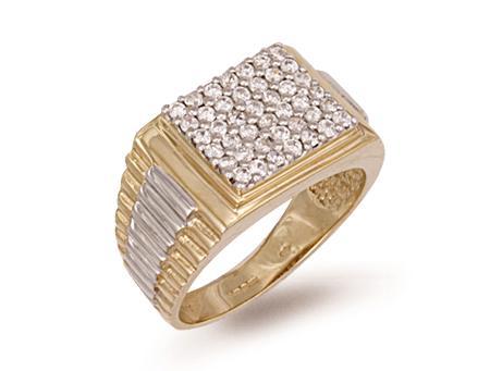 9ct Gold Square Set CZ Gents Ring