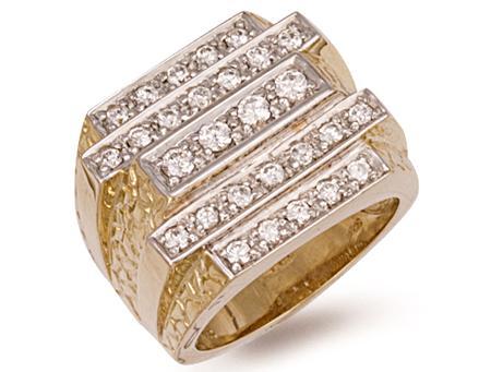 9ct Gold Gents CZ 5 Row cz Ring
