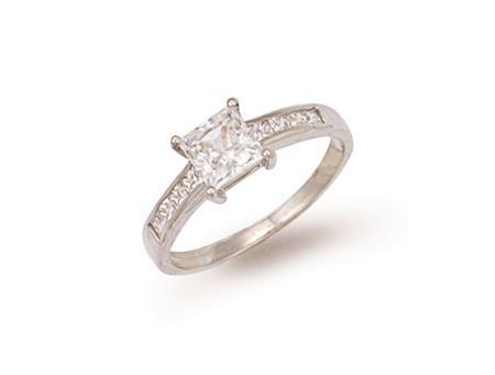9ct White Gold Princess Cut In Cz