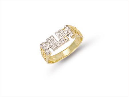 9ct Gold CZ Mum ring