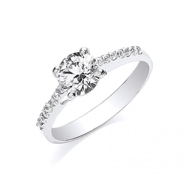 9ct White Gold CZ Solitaire ring.