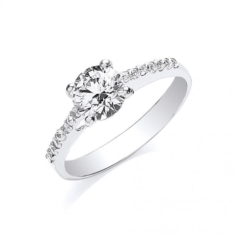 9ct White Gold CZ Solitaire ring.