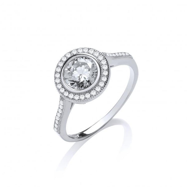 9ct White Gold Cz Halo Ring