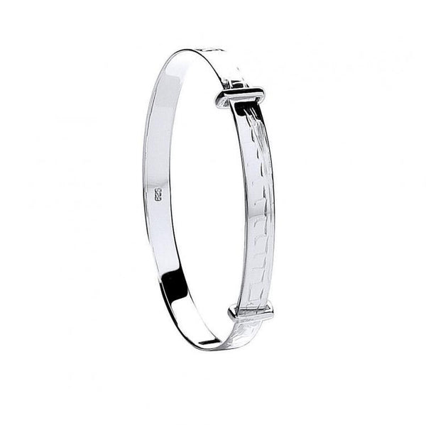 Real Silver Children's Expandable Diamond Cut Bangle