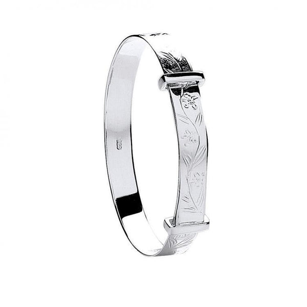 Real Silver Baby Expandable Diamond Cut Bangle