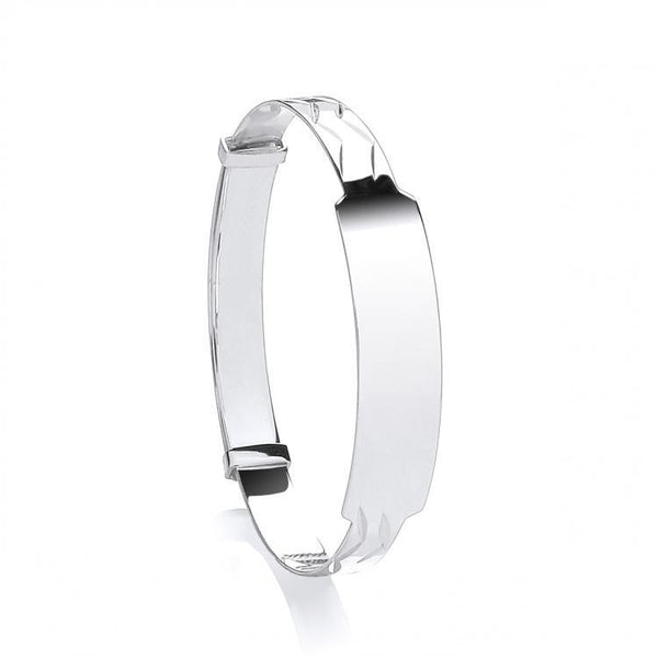 Real Silver Baby's Expandable ID Wide Bangle