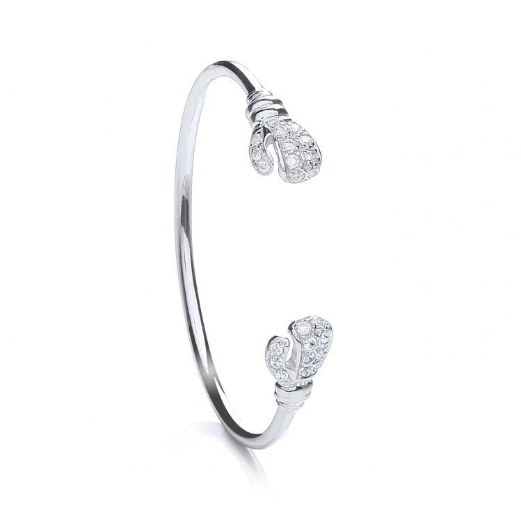 Real Silver Baby's Cz Boxing Glove Bangle