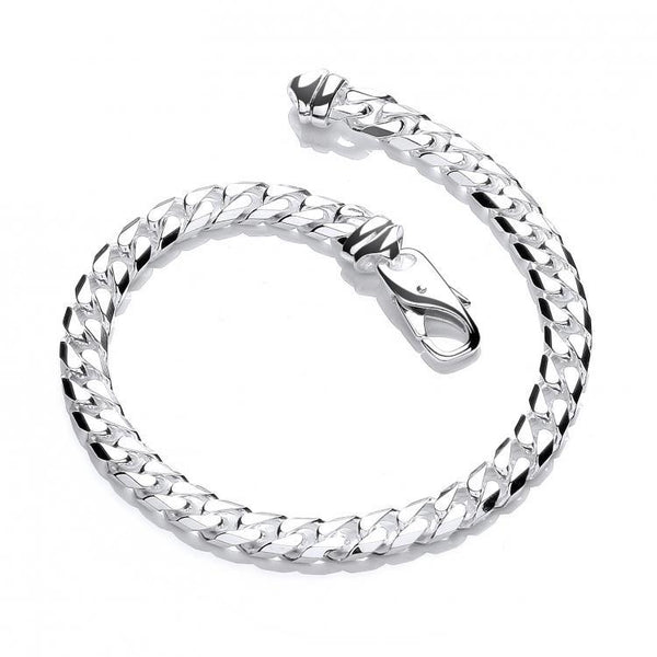 Real Silver Close Curb Solid Gents Bracelet 8.5"