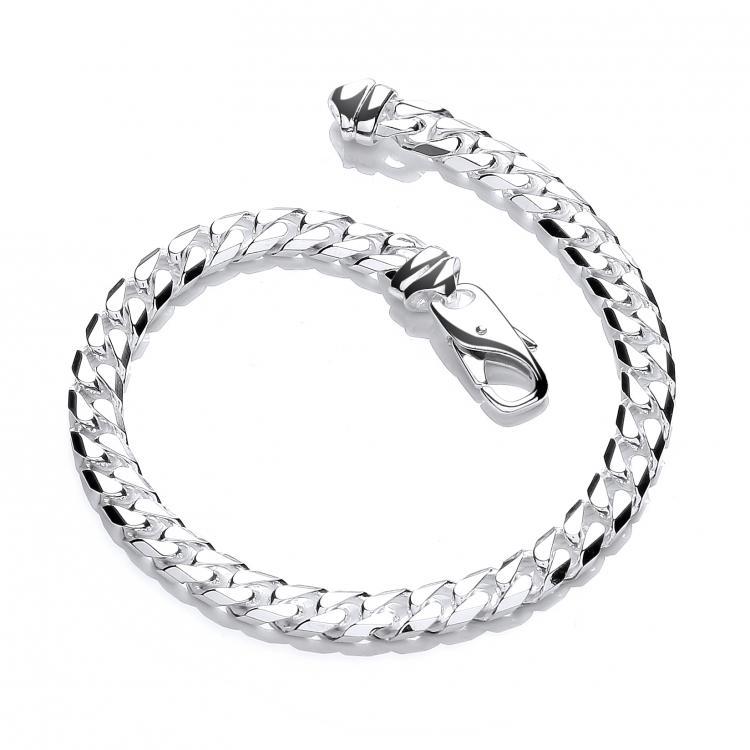 Real Silver Close Curb Solid Gents Bracelet 8.5"