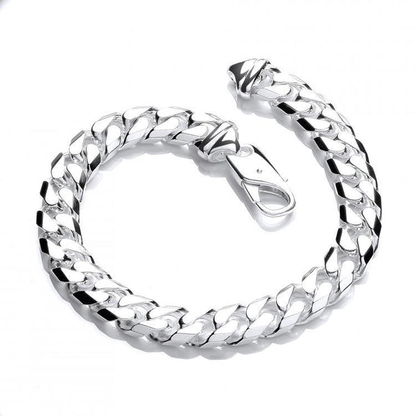 Real Silver Close Curb Solid Gents Bracelet 8.5"