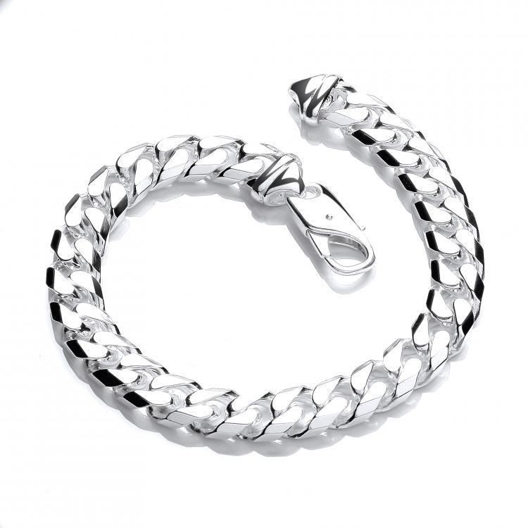 Real Silver Close Curb Solid Gents Bracelet 8.5"
