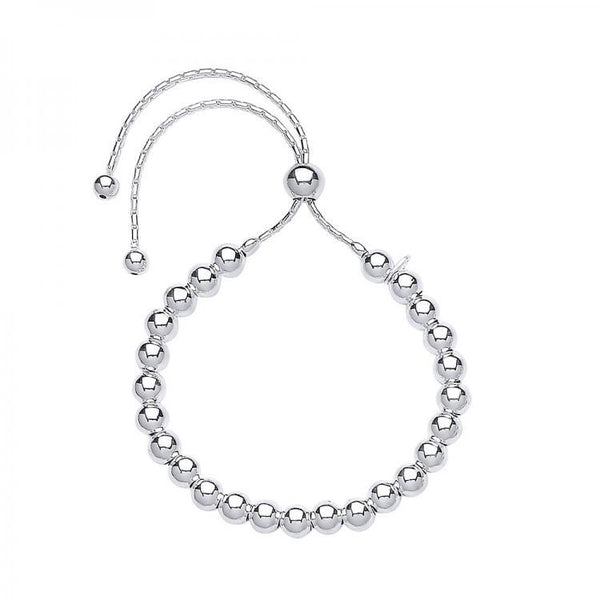 Real Silver Friendship Ball Slider Ladies Bracelet