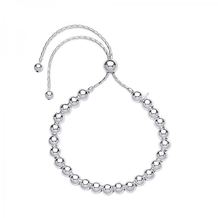 Real Silver Friendship Ball Slider Ladies Bracelet