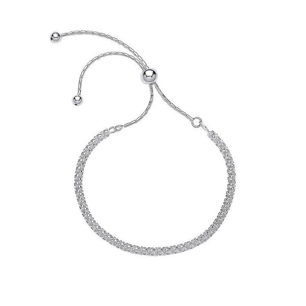 Real Silver Fancy Link Friendship Ladies Slider Bracelet
