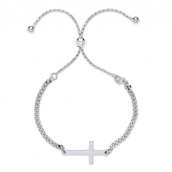 Real Silver Cross Ladies Slider Bracelet