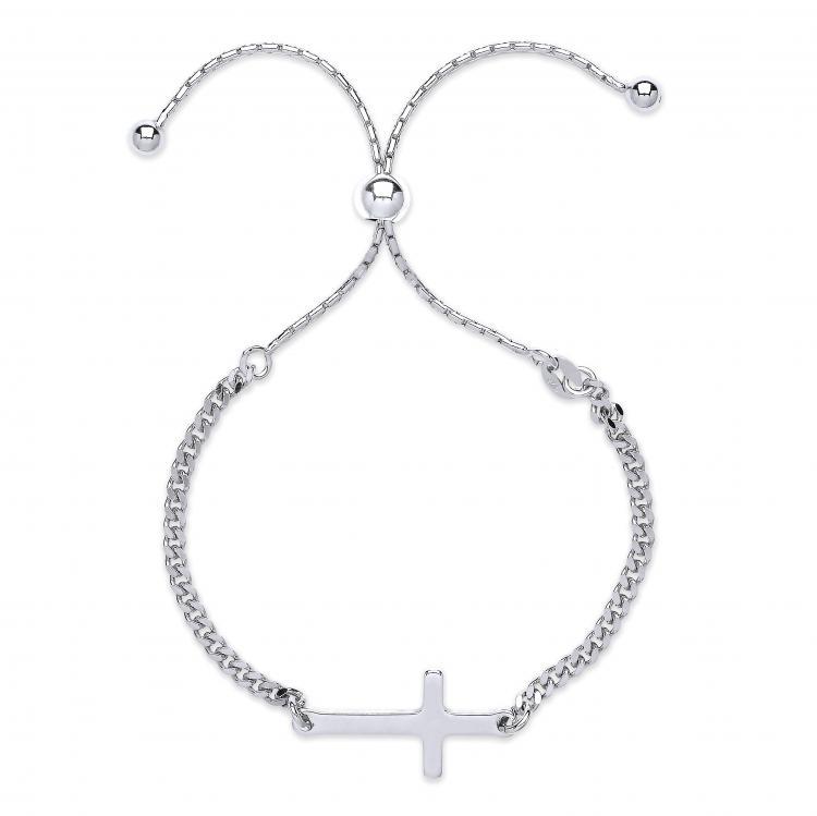Real Silver Cross Ladies Slider Bracelet