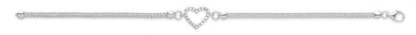 Real Silver Cz Heart Mesh style Ladies Bracelet
