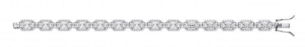 Real Silver Cz Emerald Cut Cluster Bracelet