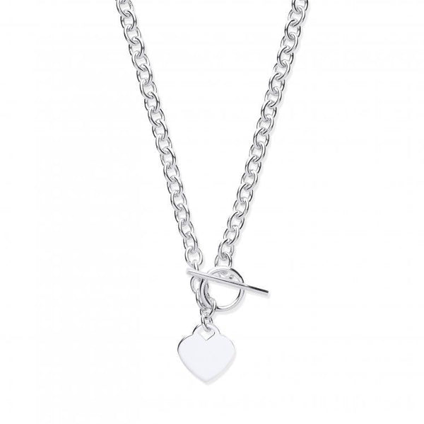 Real Silver Heart T-Bar Collarette 18"
