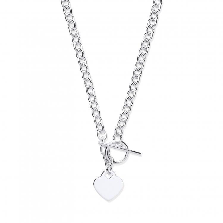 Real Silver Heart T-Bar Collarette 18"