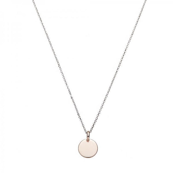 Real Silver Chain with Solid Rose Finish Circle Pendant