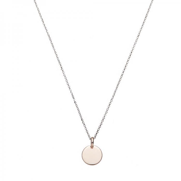 Real Silver Chain with Solid Rose Finish Circle Pendant