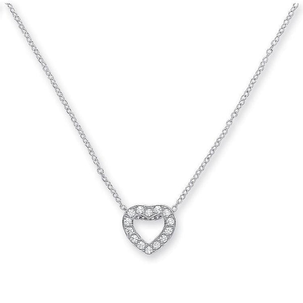 Real Silver 17" Cz Heart Chain