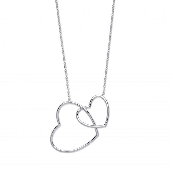 Real Silver Interlocking Hearts 16" Necklace with extention