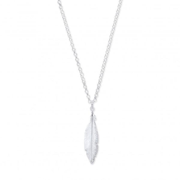 Real Silver Feather Necklace 16" + 2" extention