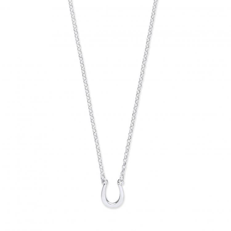 Real Silver Lucky Horseshoe Necklace 16" + 2" extention