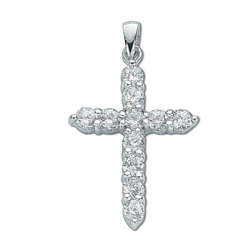 Real Silver Cubic Zirconia Cross