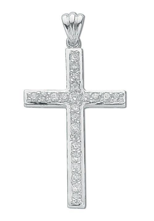 Real Silver cubic zirconia cross