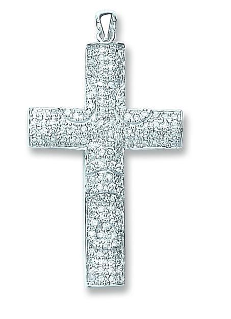 Real silver large cubic zirconia cross