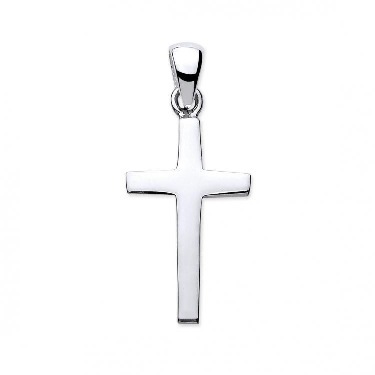 Real Silver Solid Plain Cross (includes chain 18")