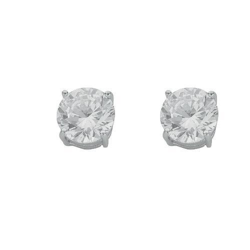 Real Silver Claw Set CZ Round Studs