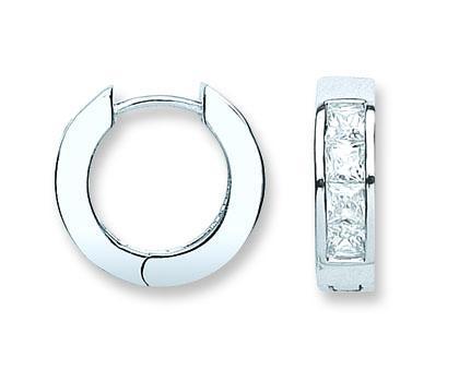Real Silver CZ Huggies Hoops