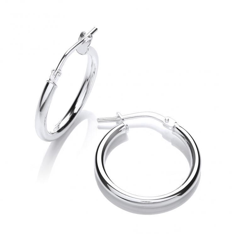 Real Silver Medium size Round Tube Hoop Earrings