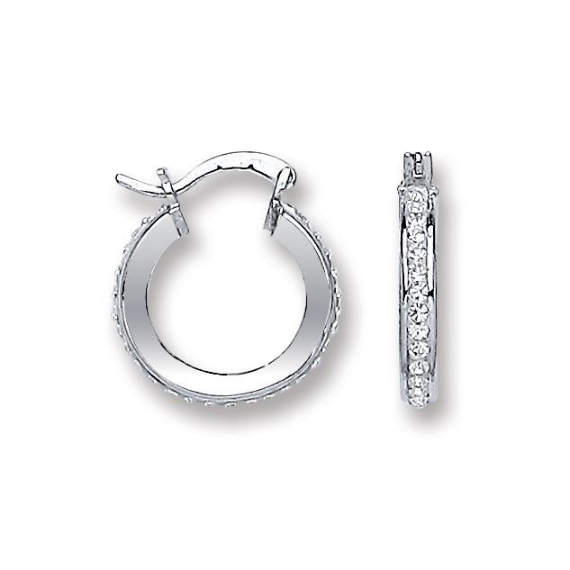 Real Silver Crystal Hoop Earrings