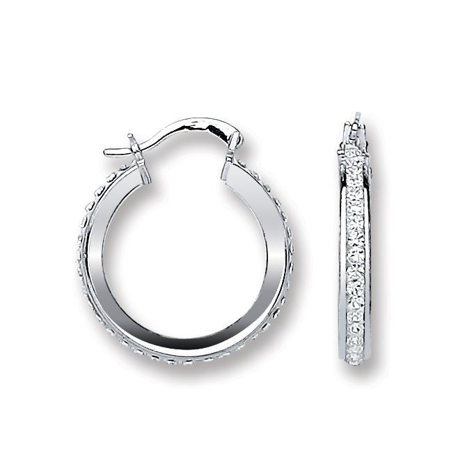 Real Silver Crystal Hoop Earrings