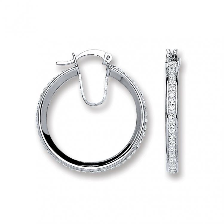 Real Silver Crystal Hoop Earrings