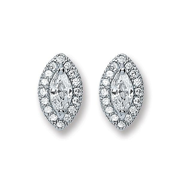 Real Silver Pear Shape Cubic Zirconia Studs