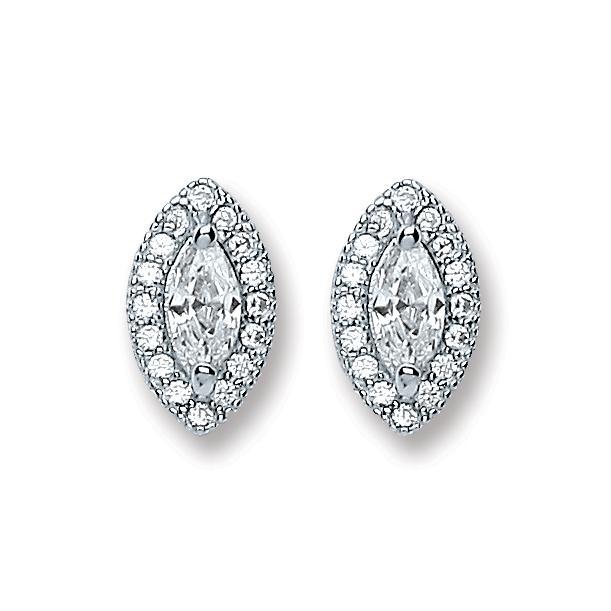 Real Silver Pear Shape Cubic Zirconia Studs