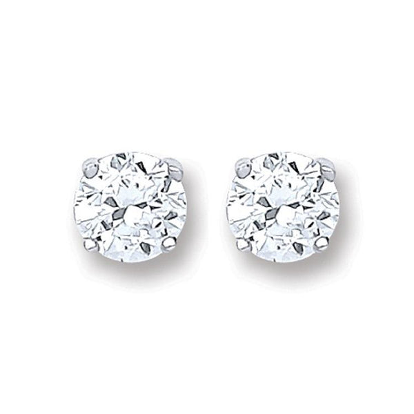 Real Silver Round CZ Stud