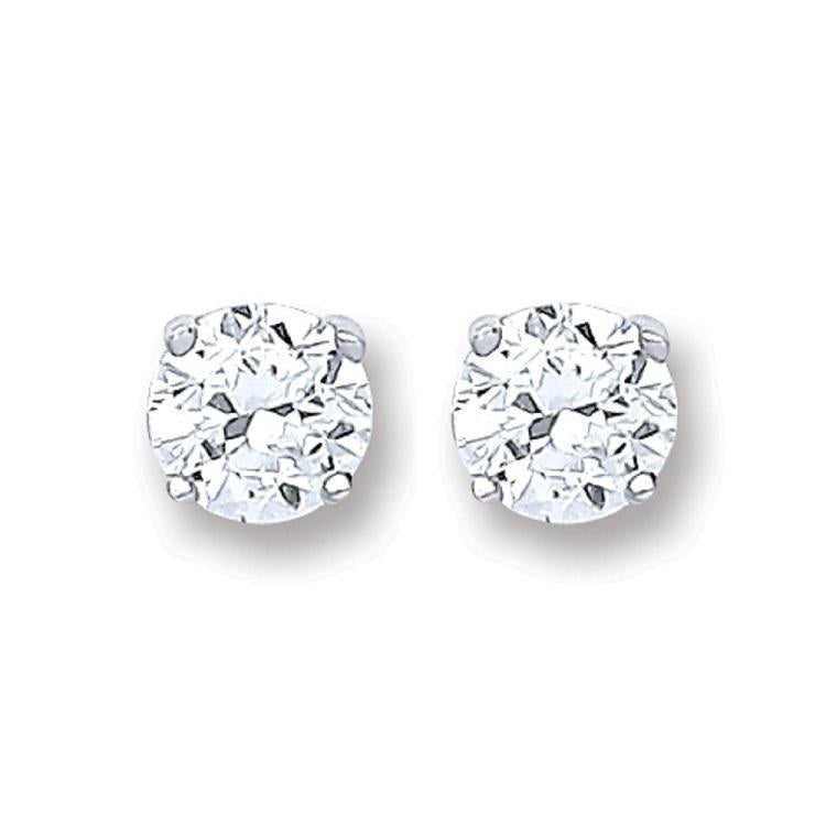 Real Silver Round CZ Stud