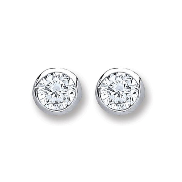 Real Silver Rub Over CZ Studs