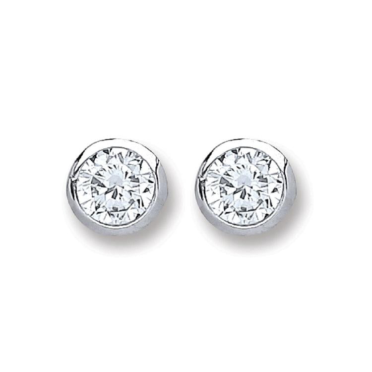 Real Silver Rub Over CZ Studs