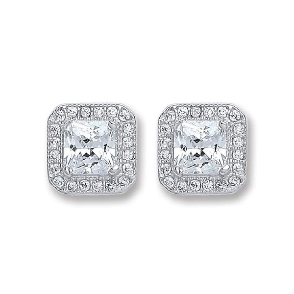 Real Silver Square CZ Studs