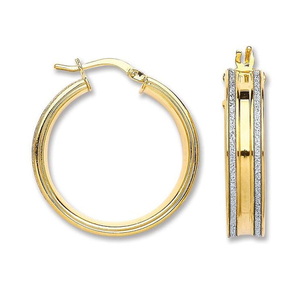 Real Silver Moondust Hoops Yellow Gold Finish